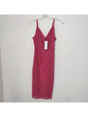 BCBGeneration Pink Lace Spaghetti Strap Midi Dress Size 4 NWT Party
